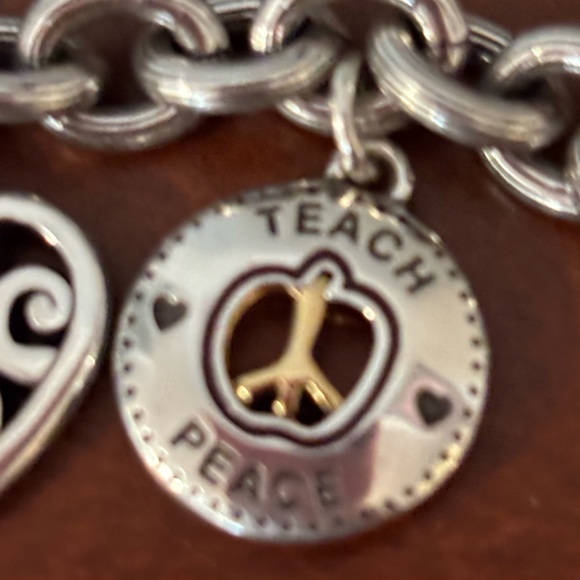 Brighton Silver Charm Bracelet with Heart and Peace Charms - Picture 6 of 13